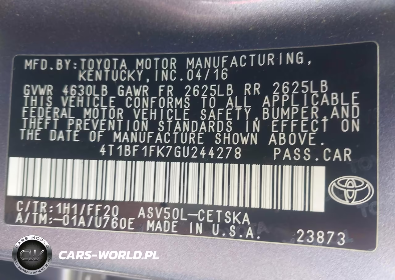2016 Toyota Camry Se VIN:4T1BF1FK7GU244278 - 9