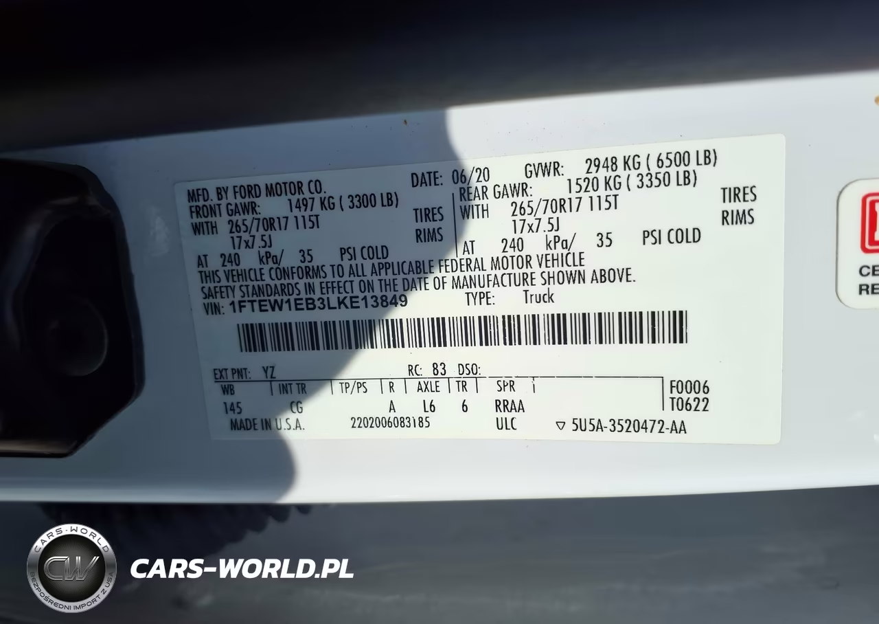 2020 Ford F-150 Xl VIN:1FTEW1EB3LKE13849 - 9