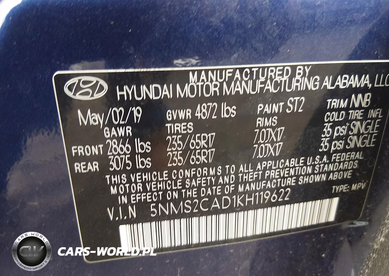 2019 Hyundai Santa Fe Se VIN:5NMS2CAD1KH119622 - 9