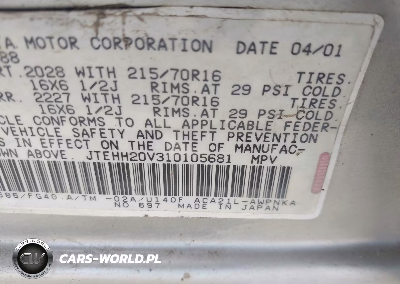 2001 Toyota Rav4 VIN:JTEHH20V310105681 - 9