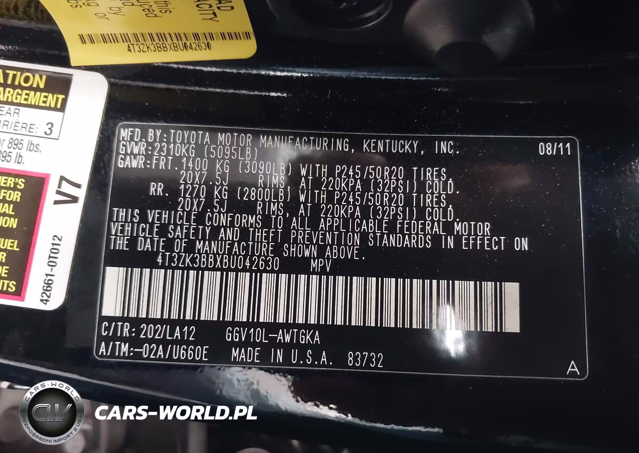 2011 Toyota Venza Base V6 VIN:4T3ZK3BBXBU042630 - 9