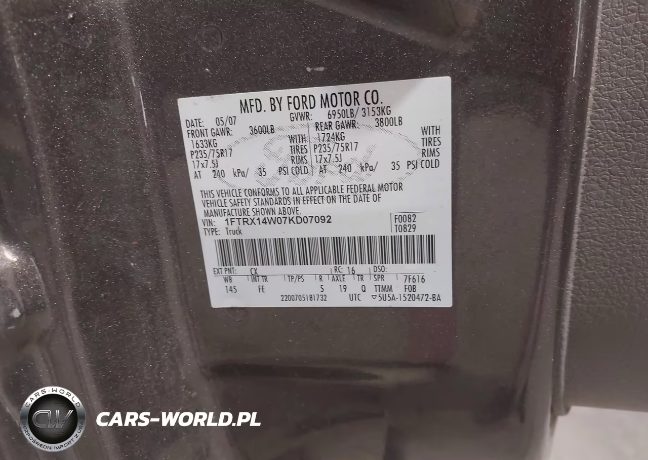 2007 Ford F-150 Fx4-Stx-Xl-Xlt VIN:1FTRX14W07KD07092 - 9
