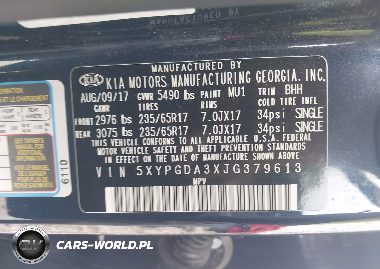 2018 Kia Sorento 2.4L Lx VIN:5XYPGDA3XJG379613 - 9