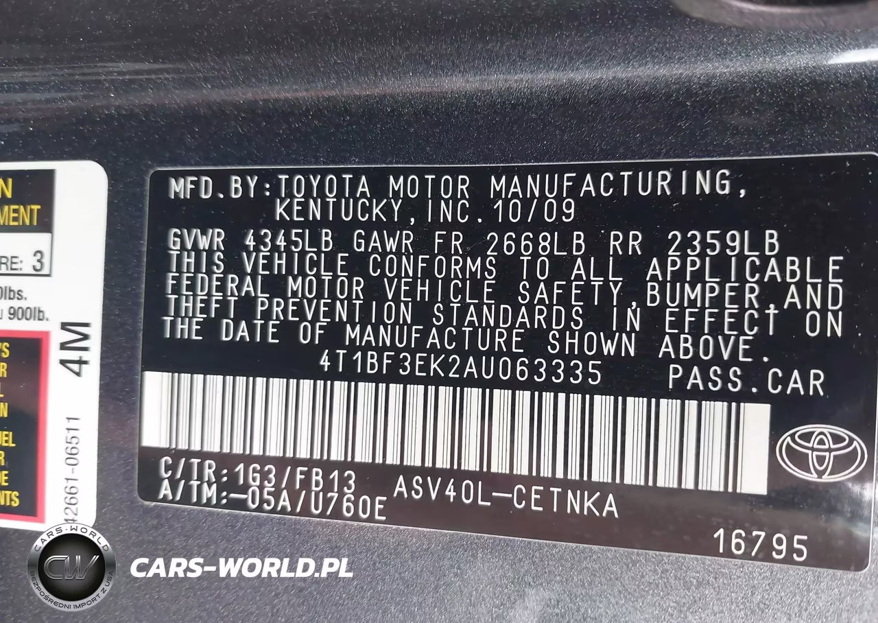 2010 Toyota Camry Le VIN:4T1BF3EK2AU063335 - 9
