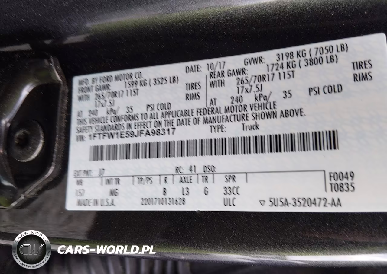 2018 Ford F-150 Xlt VIN:1FTFW1E59JFA98317 - 9