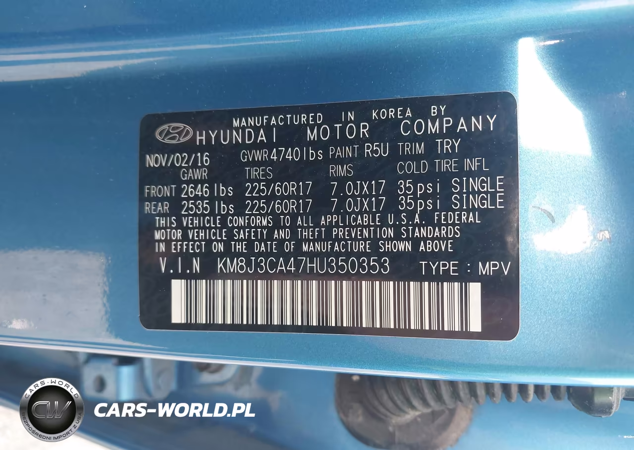 2017 Hyundai Tucson Se VIN:KM8J3CA47HU350353 - 9