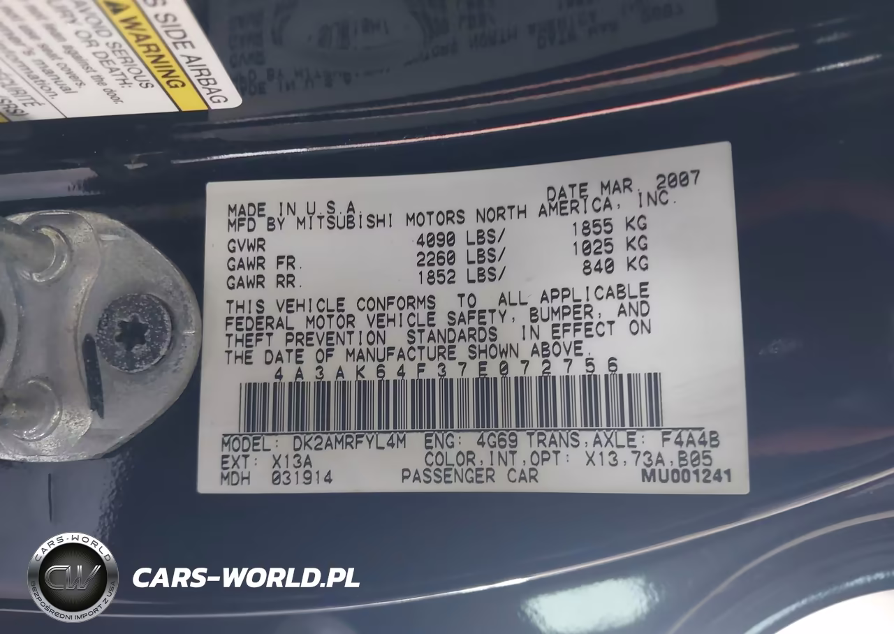 2007 Mitsubishi Eclipse Se VIN:4A3AK64F37E072756 - 9
