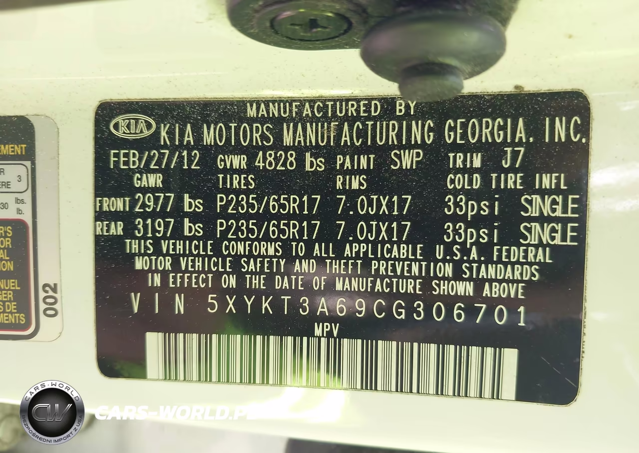 2012 Kia Sorento Lx VIN:5XYKT3A69CG306701 - 9