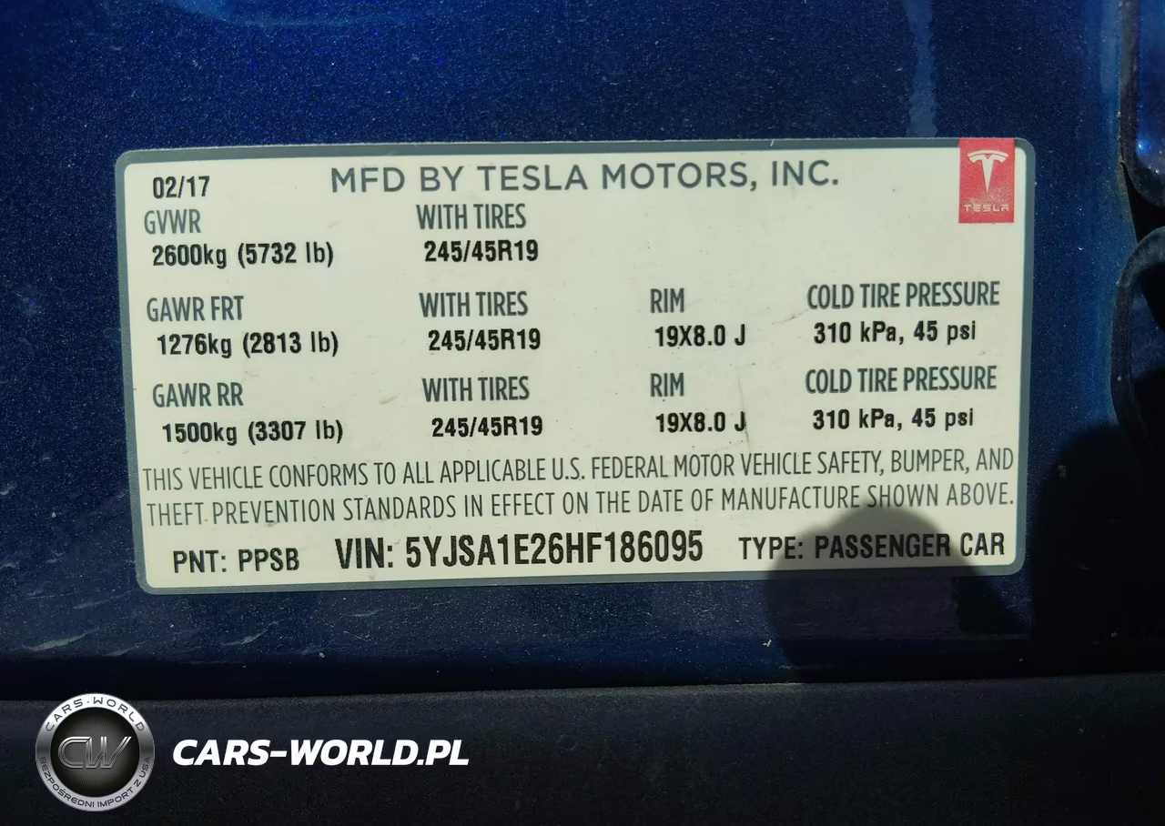 2017 Tesla Model S 100D-60D-75D-90D-P100D VIN:5YJSA1E26HF186095 - 9