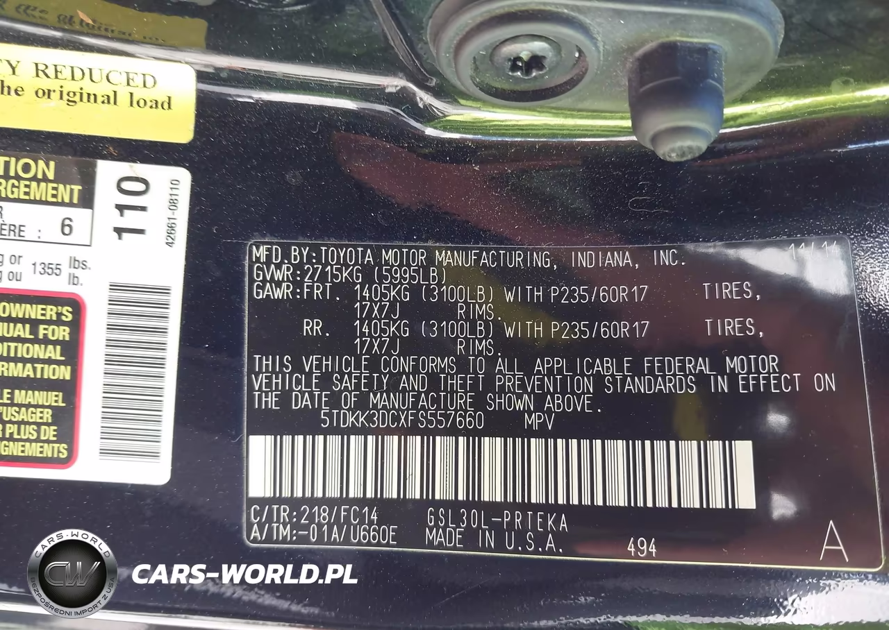 2015 Toyota Sienna Le 8 Passenger VIN:5TDKK3DCXFS557660 - 9