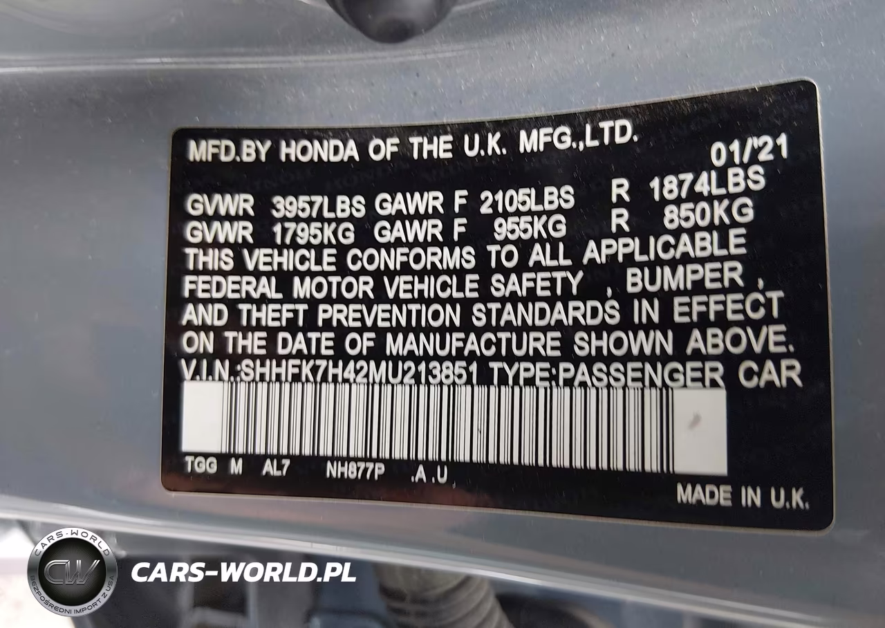 2021 Honda Civic Sport VIN:SHHFK7H42MU213851 - 9