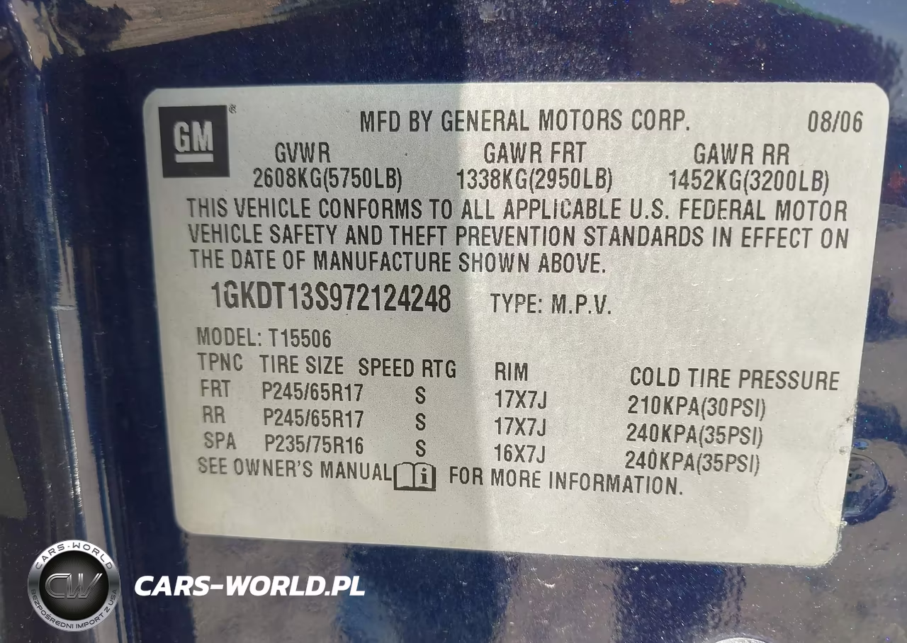 2007 GMC Envoy Sle Commercial VIN:1GKDT13S972124248 - 9