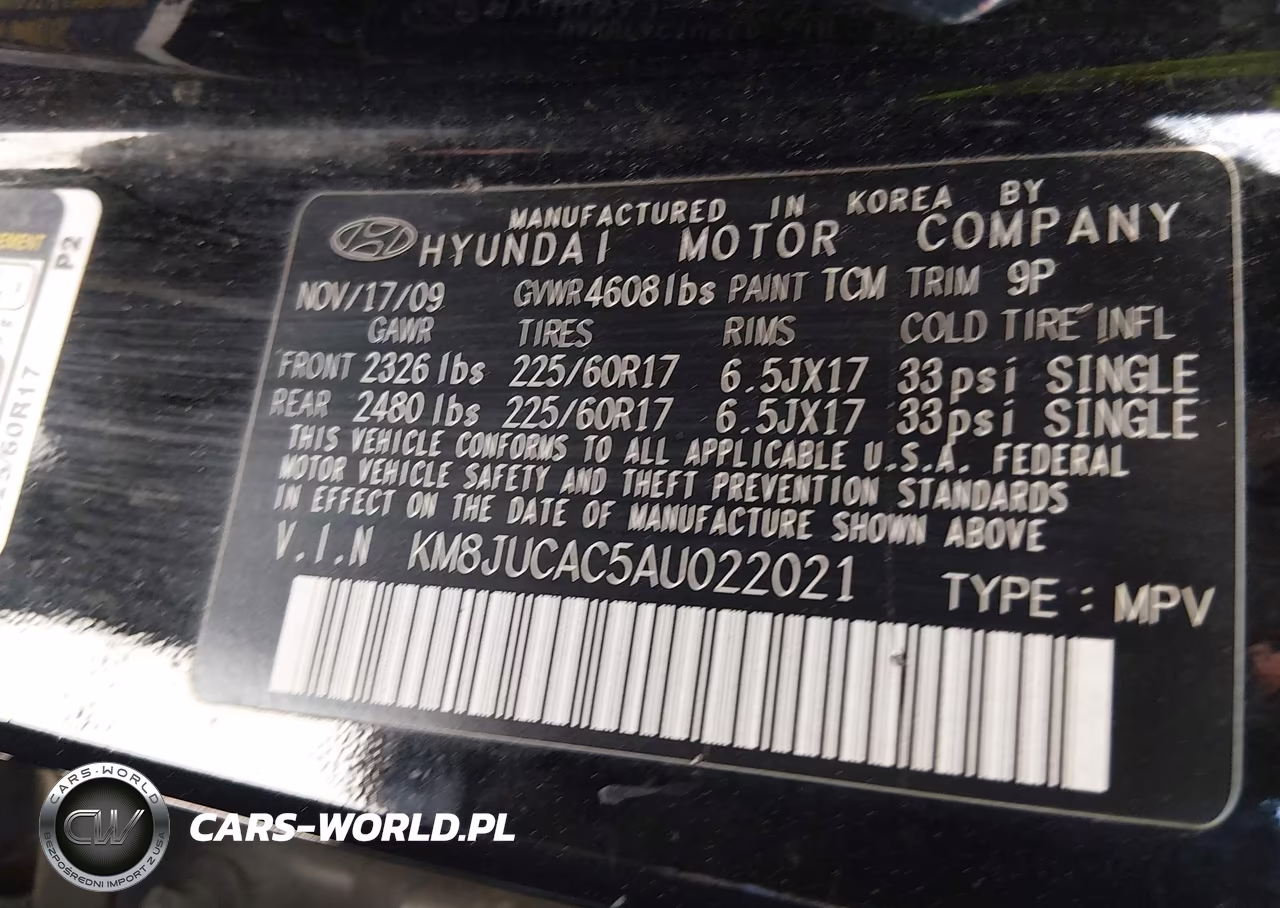 2010 Hyundai Tucson Gls VIN:KM8JUCAC5AU022021 - 9
