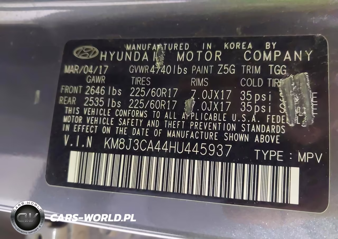 2017 Hyundai Tucson Se VIN:KM8J3CA44HU445937 - 9