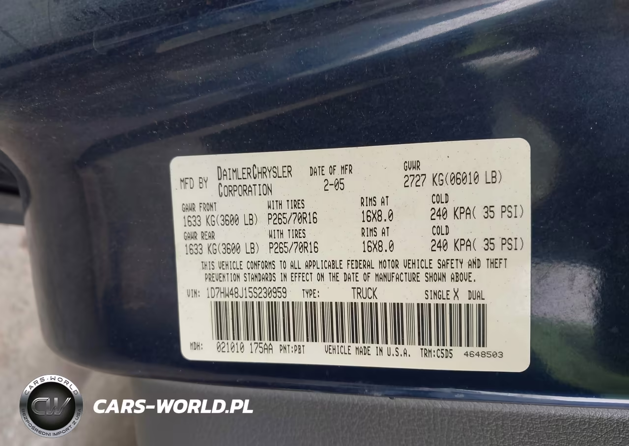 2005 Dodge Dakota Slt VIN:1D7HW48J15S230959 - 9