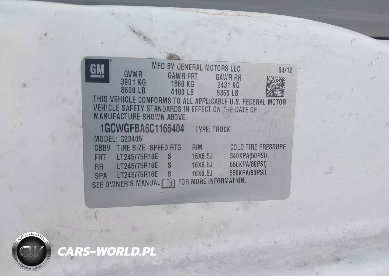 2012 Chevrolet Express 2500 Work Van VIN:1GCWGFBA6C1165404 - 9