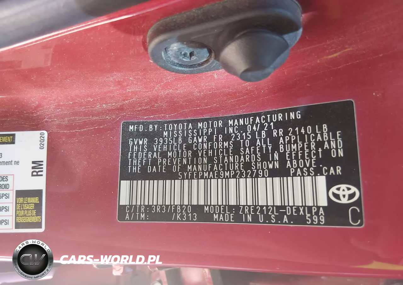 2021 Toyota Corolla Le VIN:5YFEPMAE9MP232790 - 9
