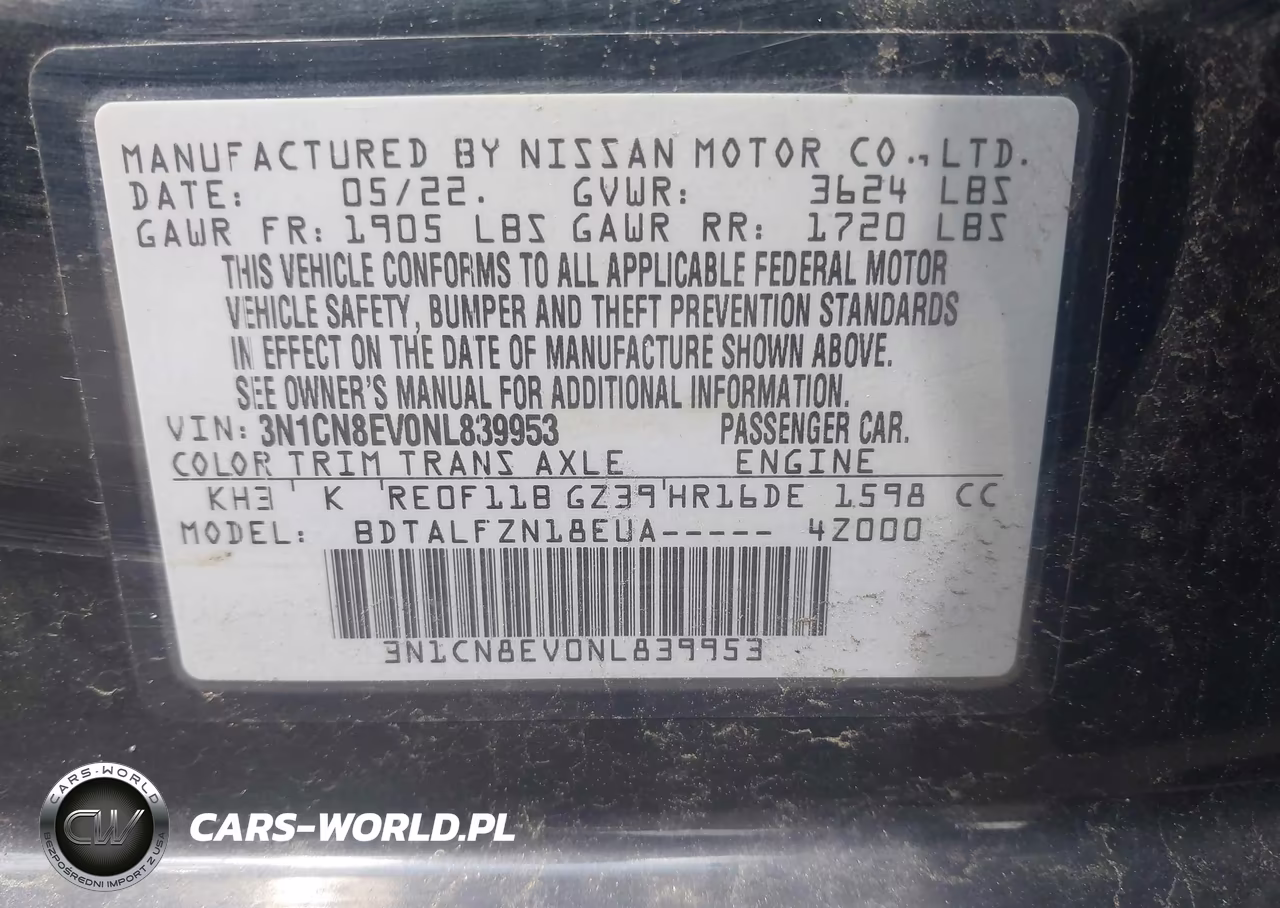 2022 Nissan Versa 1.6 Sv Xtronic Cvt VIN:3N1CN8EV0NL839953 - 9