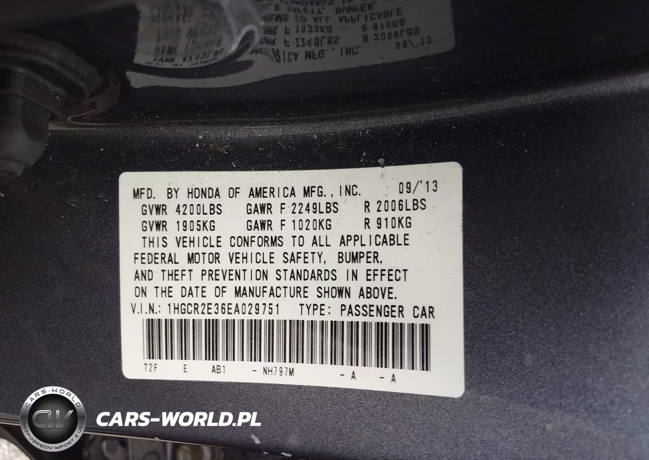 2014 Honda Accord Lx VIN:1HGCR2E36EA029751 - 9