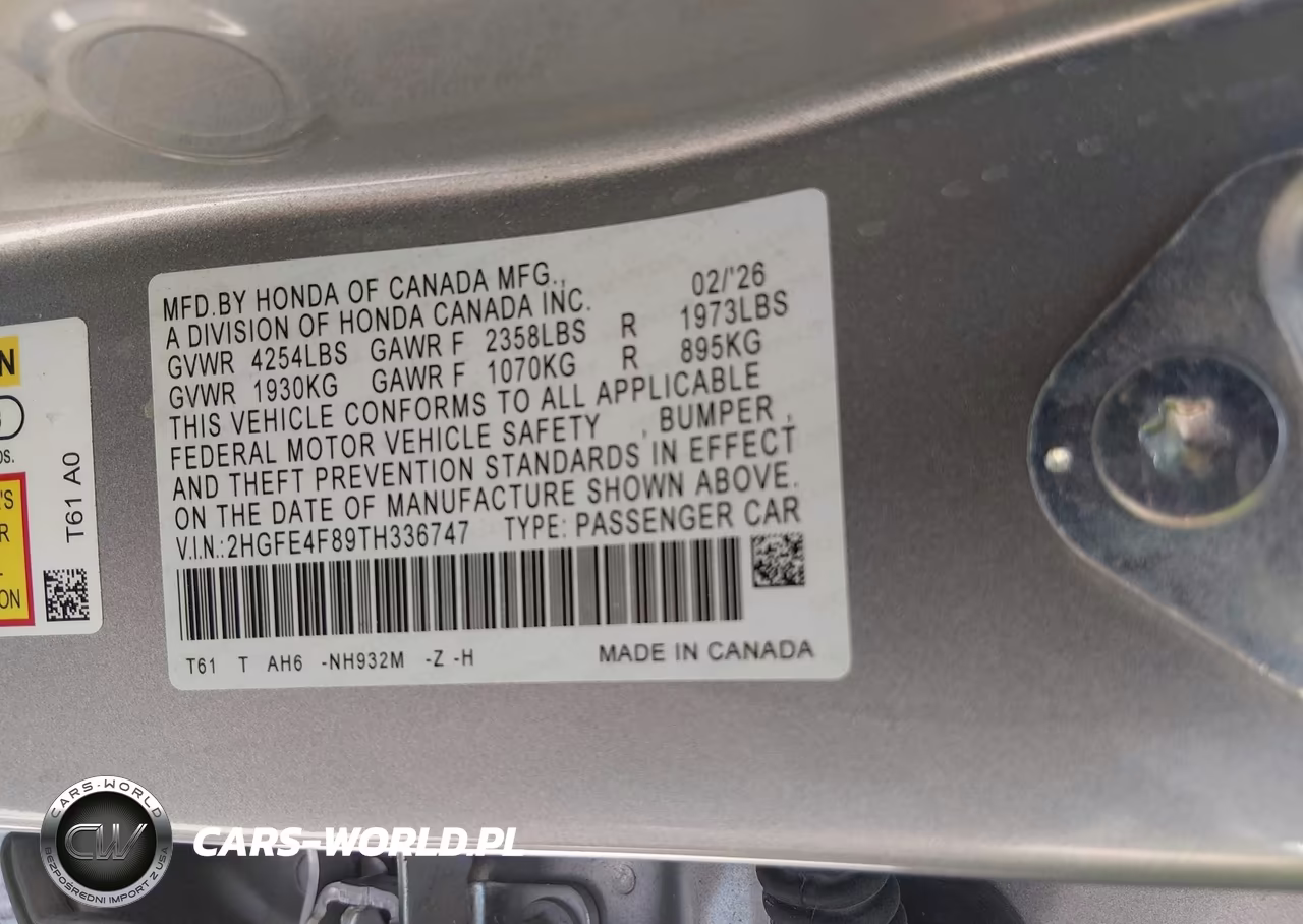 2026 Honda Civic Hybrid Sport-Sport Touring VIN:2HGFE4F89TH336747 - 9