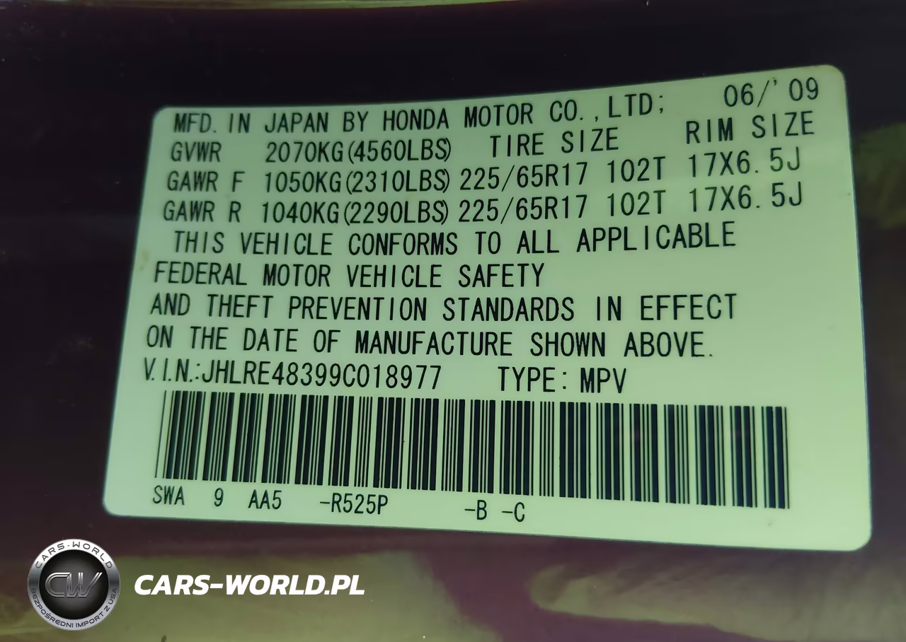 2009 Honda Cr-V Lx VIN:JHLRE48399C018977 - 9
