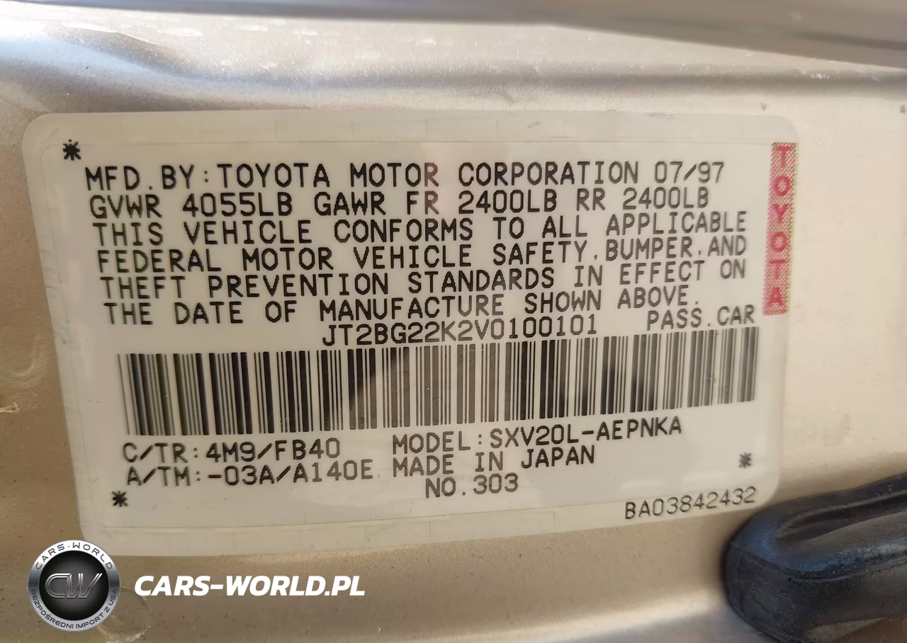 1997 Toyota Camry Le VIN:JT2BG22K2V0100101 - 9