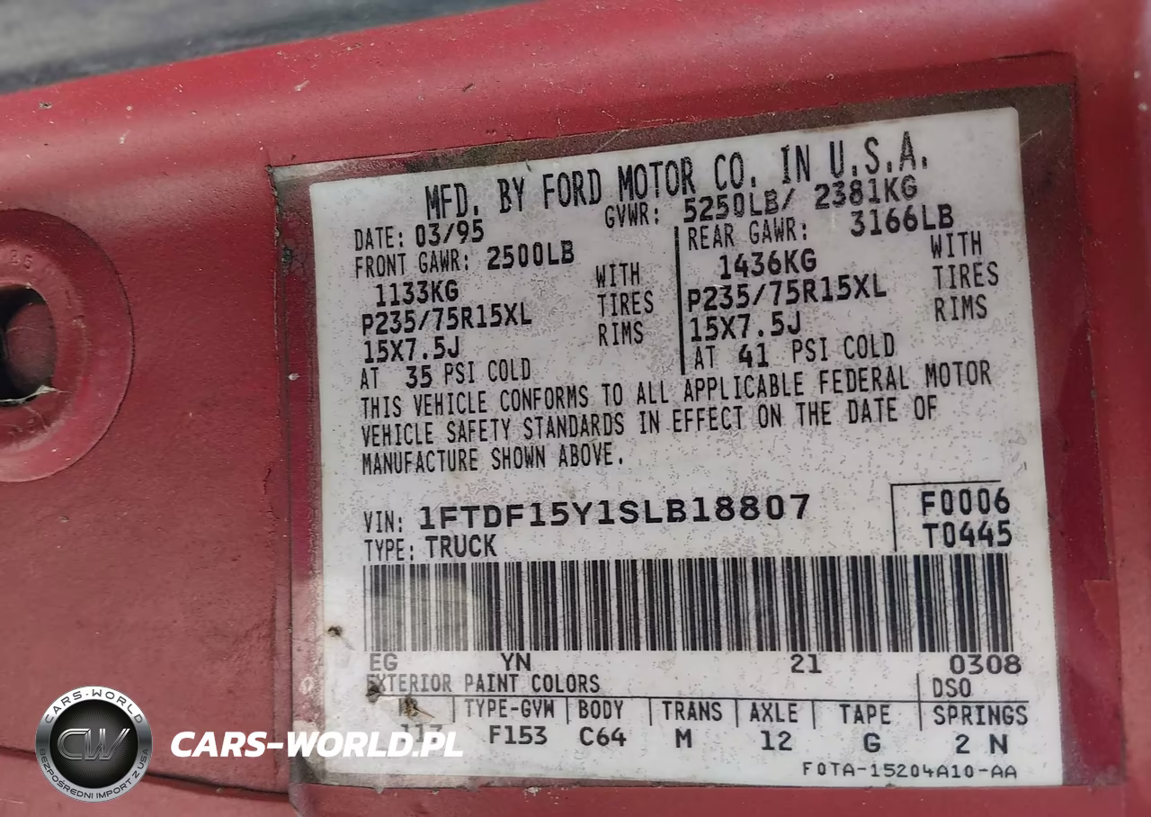 1995 Ford F150 VIN:1FTDF15Y1SLB18807 - 9