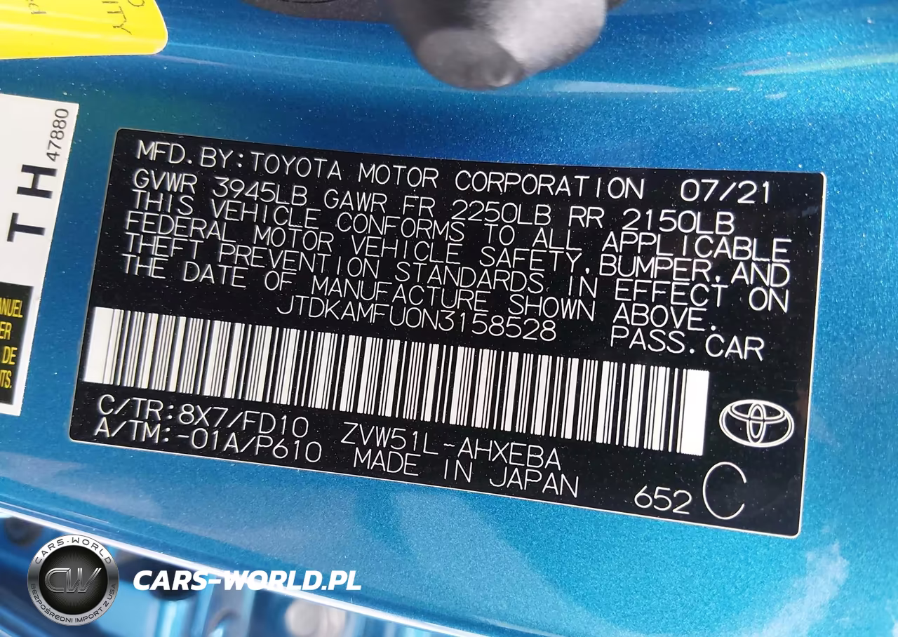 2022 Toyota Prius Le VIN:JTDKAMFU0N3158528 - 9