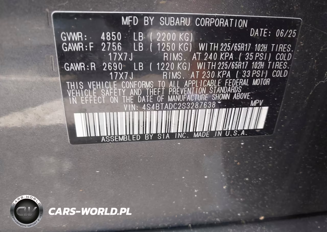 2025 Subaru Outback Premium VIN:4S4BTADC2S3287638 - 9