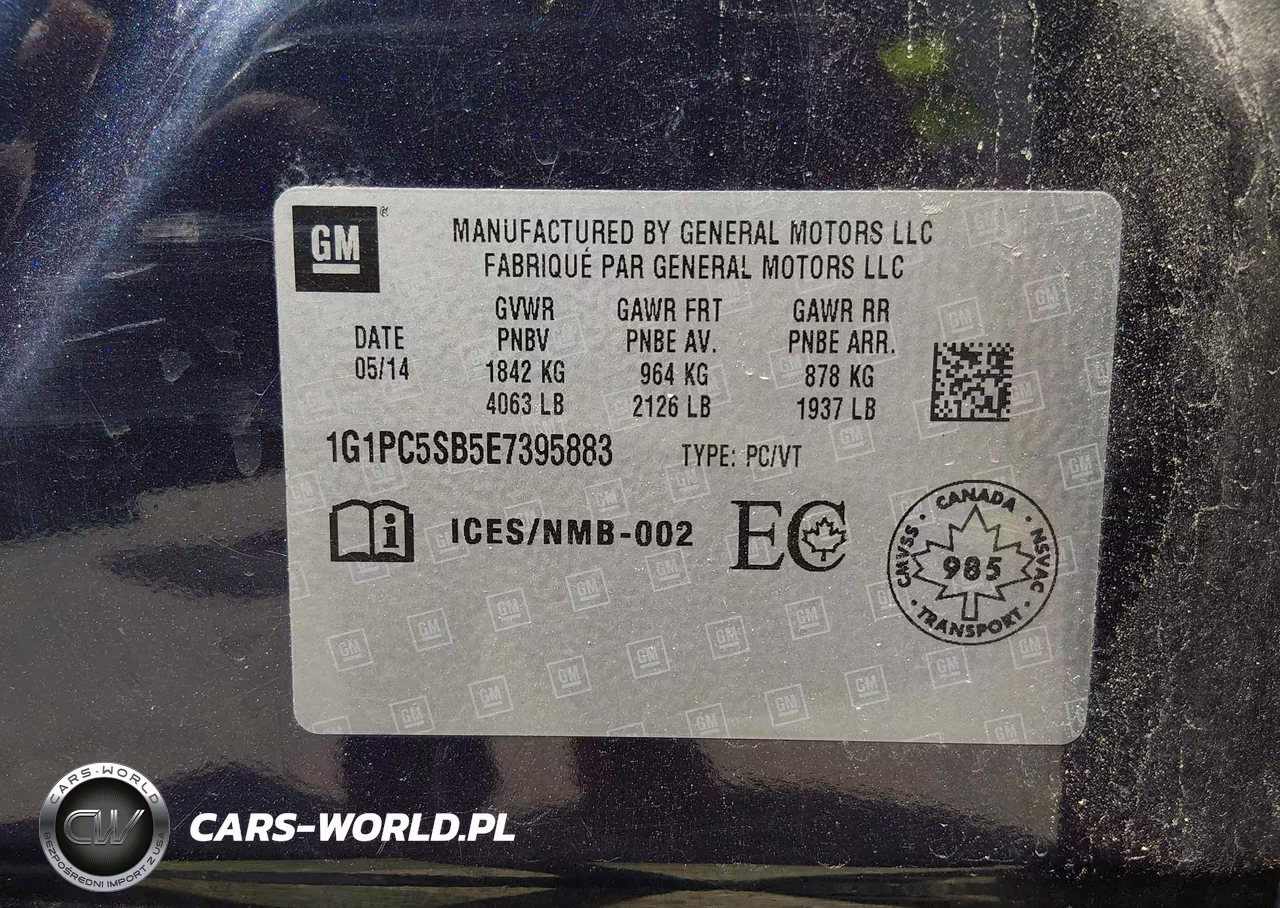 2014 Chevrolet Cruze 1Lt Auto VIN:1G1PC5SB5E7395883 - 9