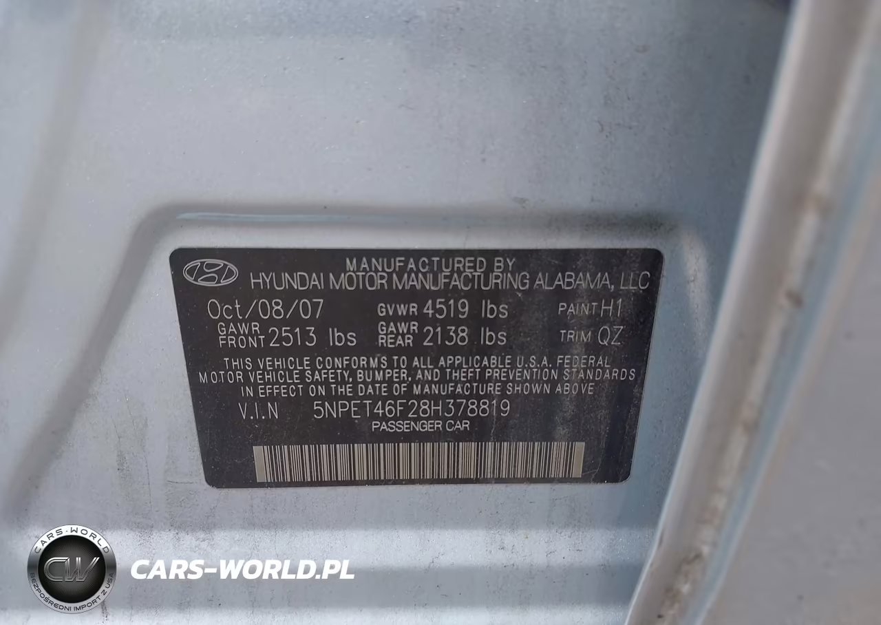 2008 Hyundai Sonata Gls V6 VIN:5NPET46F28H378819 - 9