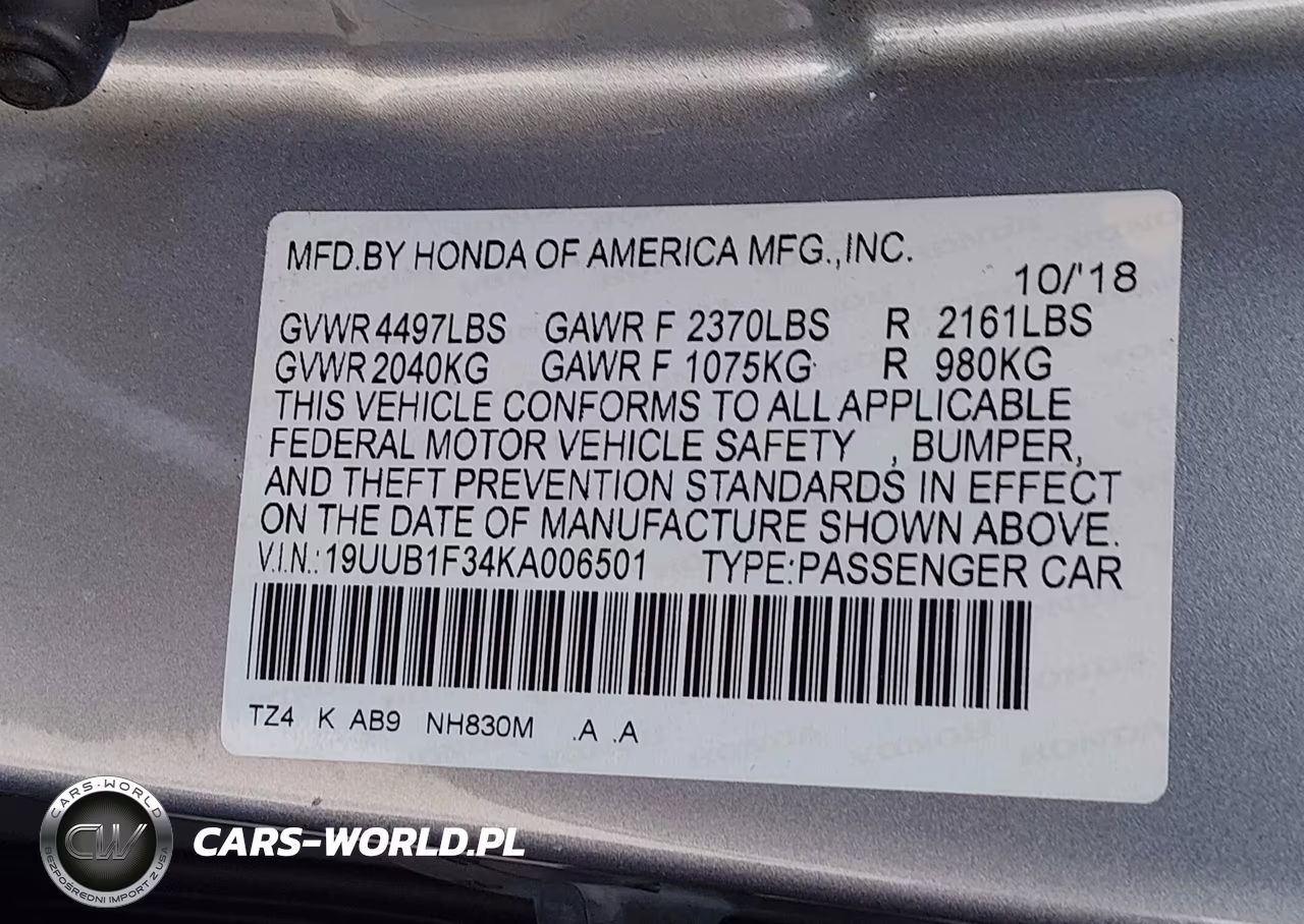 2019 Acura Tlx Standard VIN:19UUB1F34KA006501 - 9