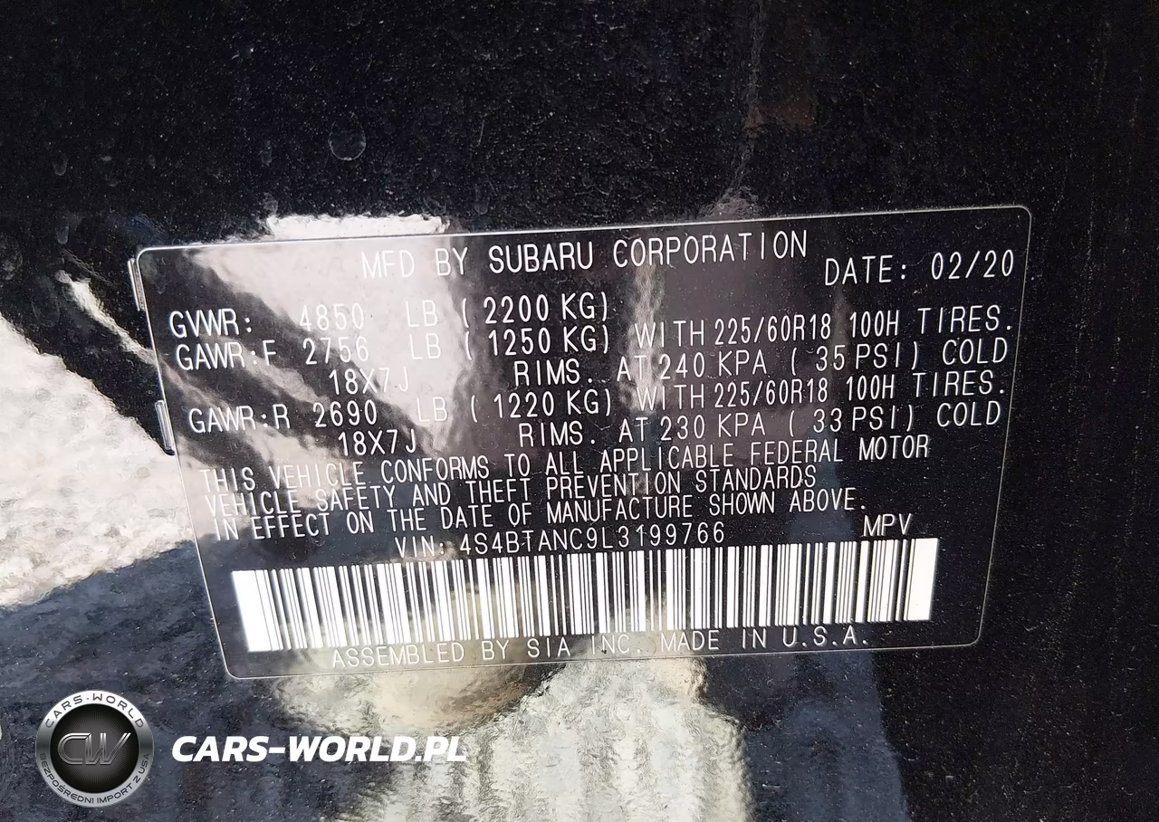 2020 Subaru Outback Limited VIN:4S4BTANC9L3199766 - 9