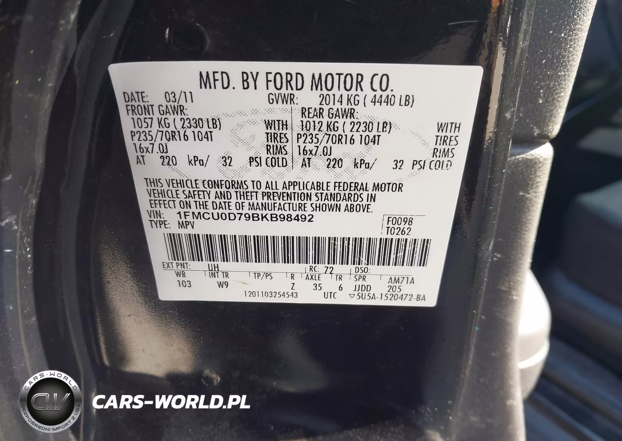 2011 Ford Escape Xlt VIN:1FMCU0D79BKB98492 - 9