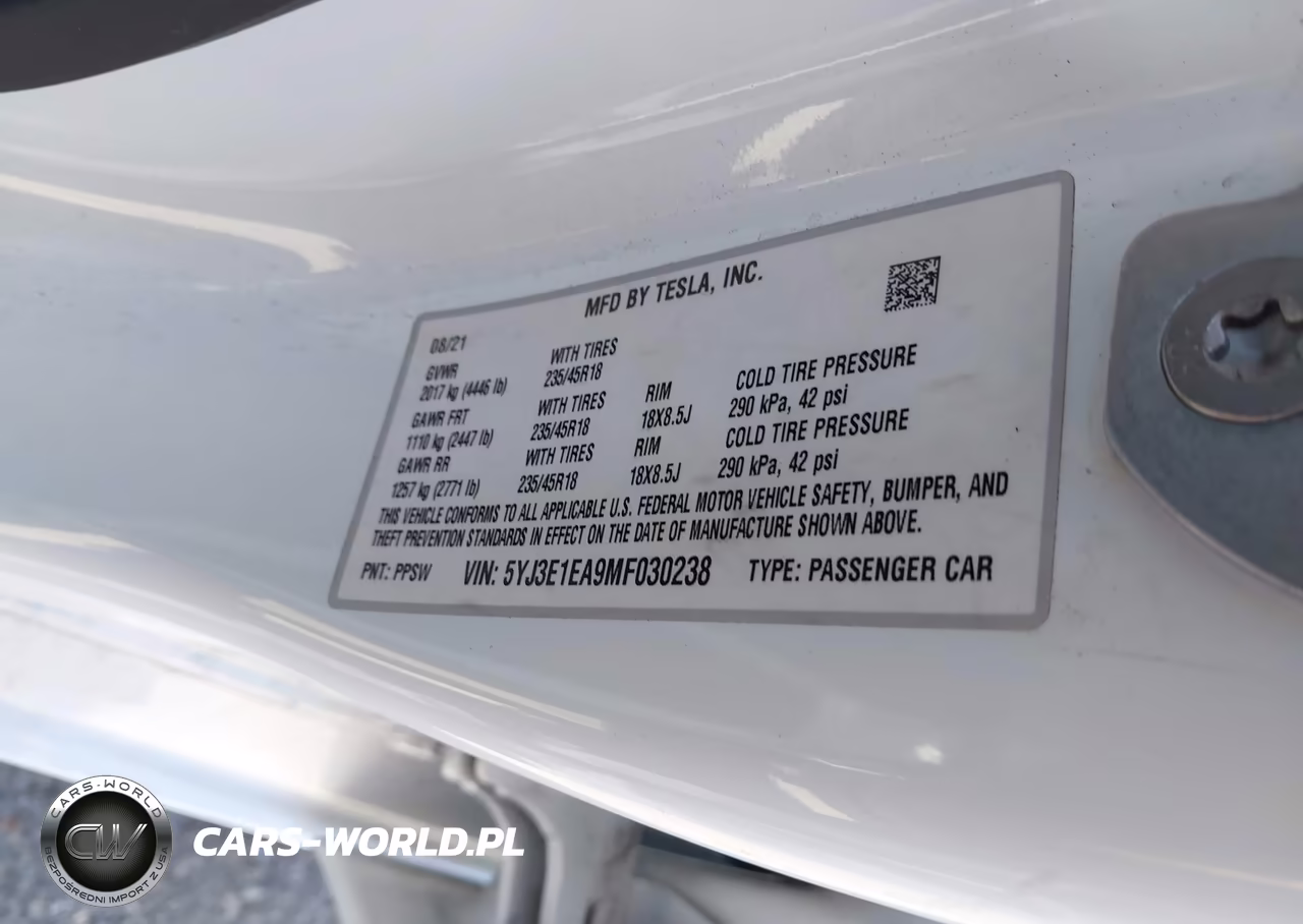 2021 Tesla Model 3 Standard Range Plus Rear-Wheel Drive VIN:5YJ3E1EA9MF030238 - 9