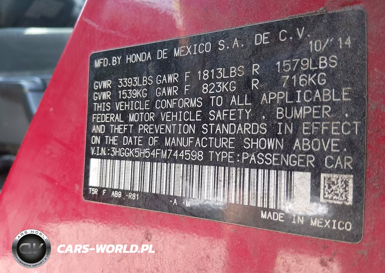 2015 Honda Fit Lx VIN:3HGGK5H54FM744598 - 9
