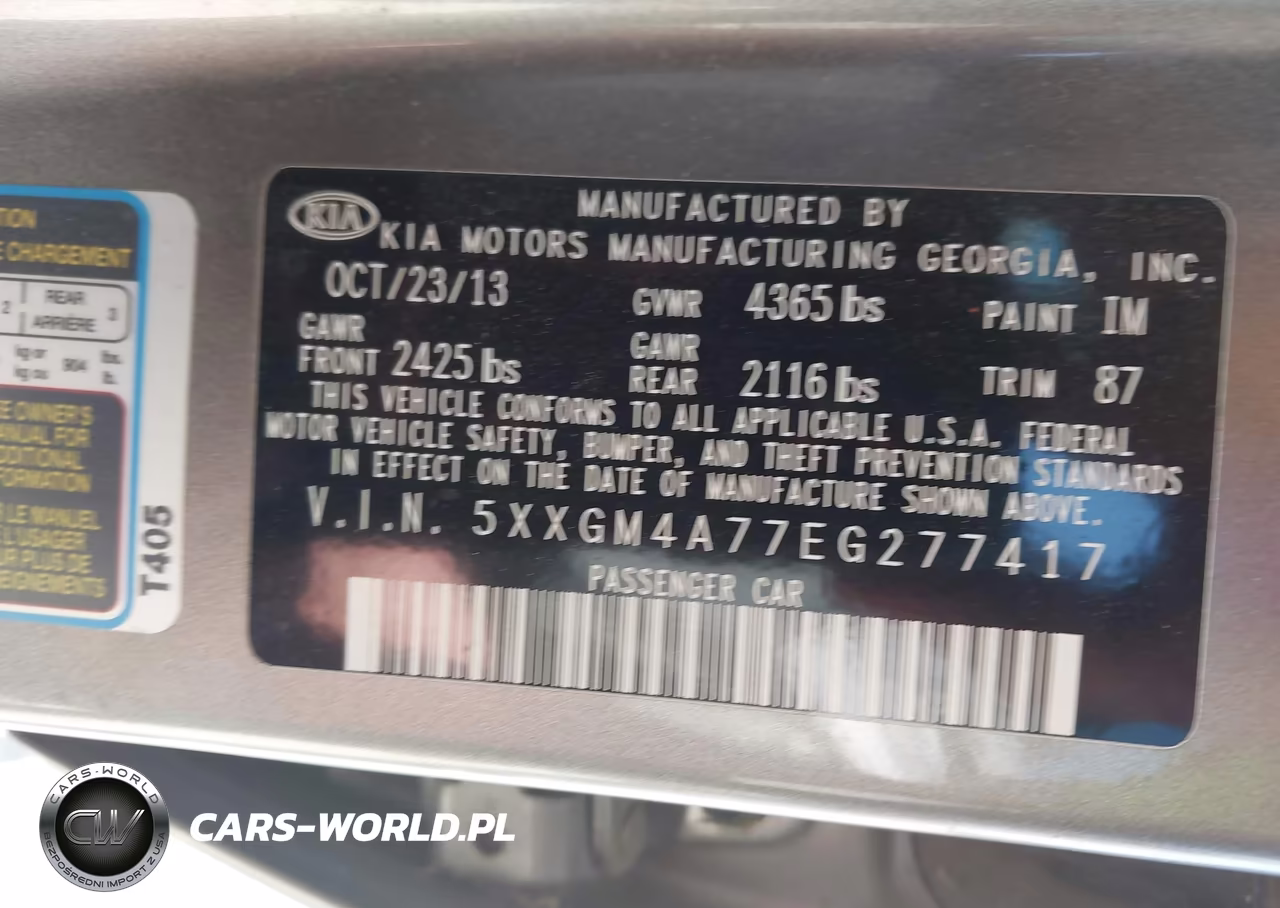 2014 Kia Optima Lx VIN:5XXGM4A77EG277417 - 9