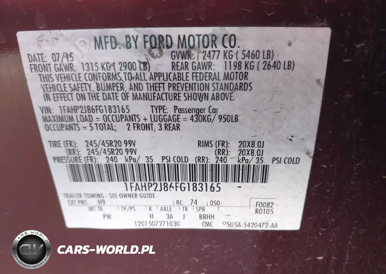 2015 Ford Taurus Limited VIN:1FAHP2J86FG183165 - 9