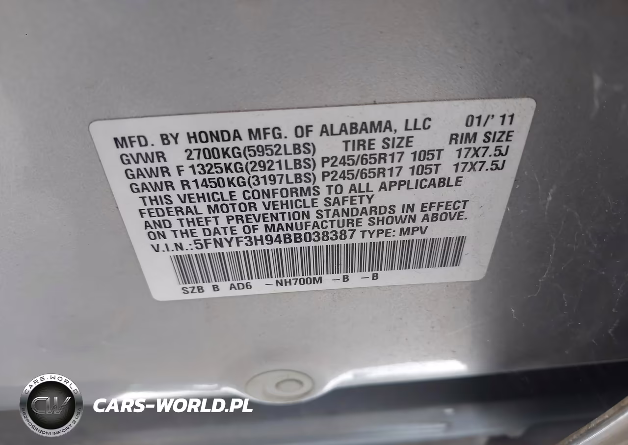 2011 Honda Pilot Touring VIN:5FNYF3H94BB038387 - 9