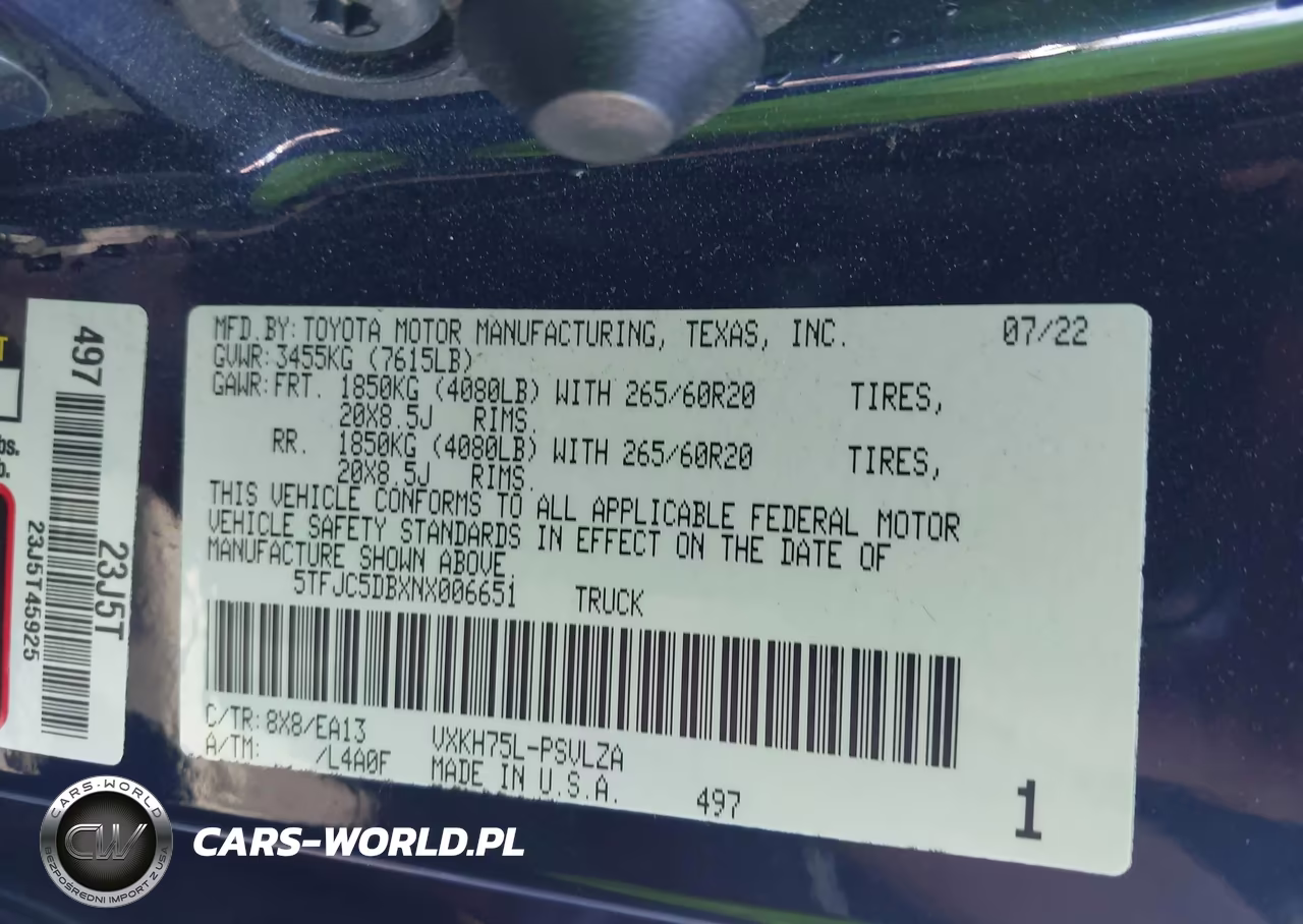 2022 Toyota Tundra Hybrid Limited VIN:5TFJC5DBXNX006651 - 9