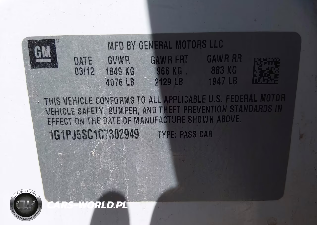 2012 Chevrolet Cruze Eco VIN:1G1PJ5SC1C7302949 - 9