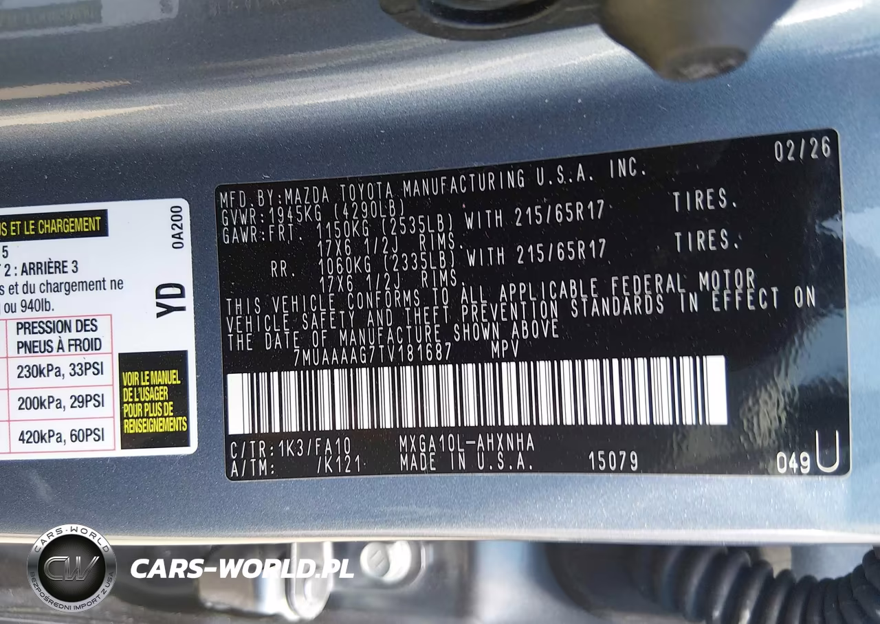 2026 Toyota Corolla Cross L VIN:7MUAAAAG7TV181687 - 9