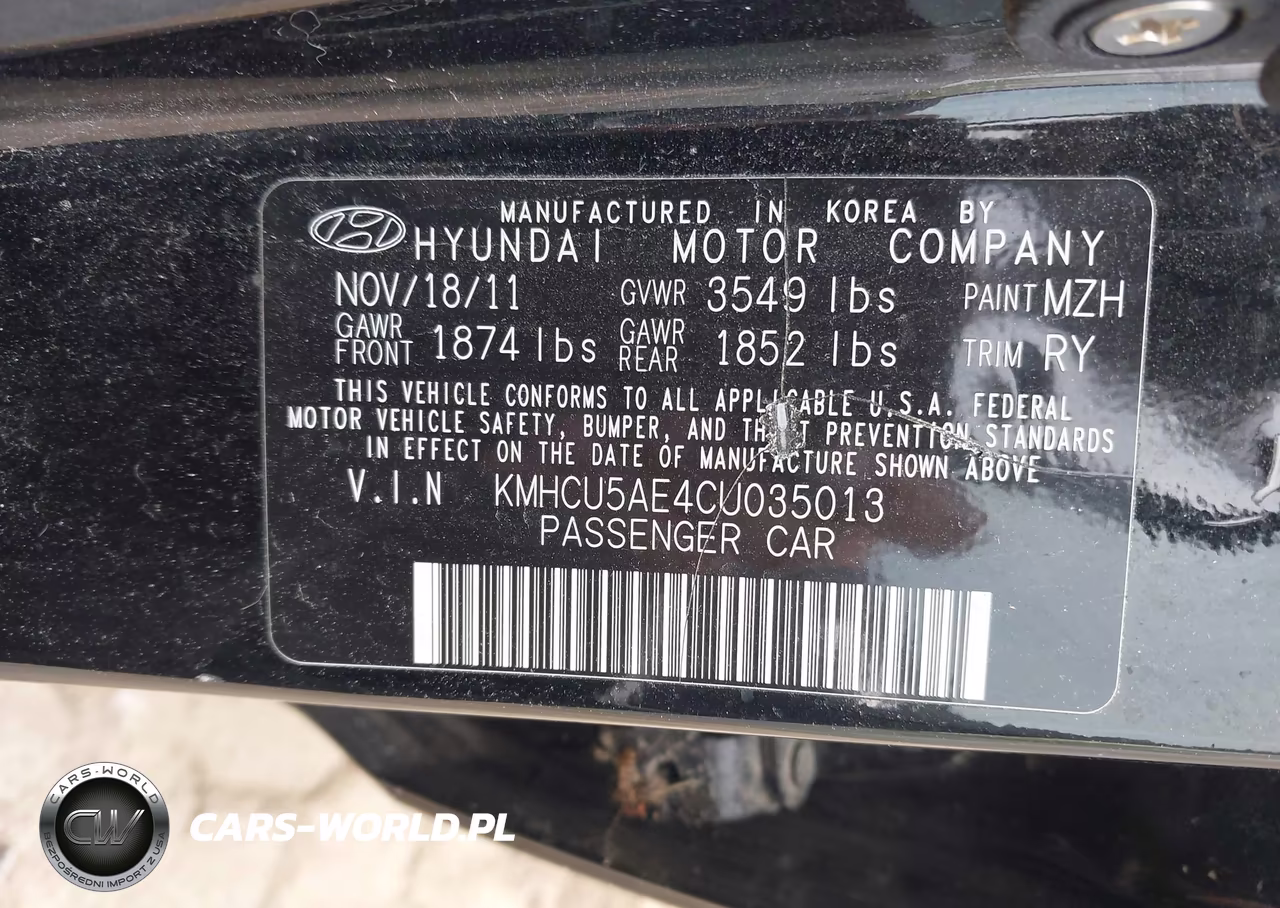 2012 Hyundai Accent Se VIN:KMHCU5AE4CU035013 - 9