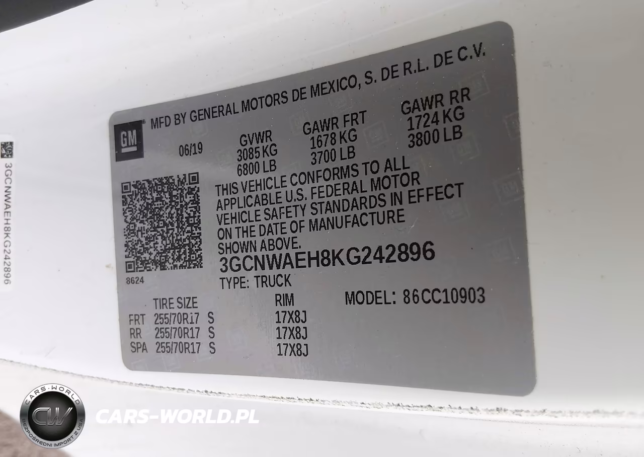 2019 Chevrolet Silverado 1500 Work Truck VIN:3GCNWAEH8KG242896 - 9