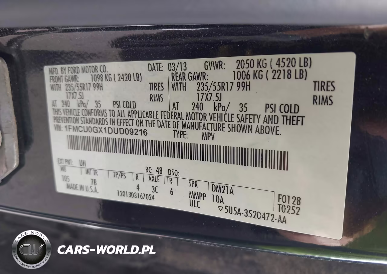 2013 Ford Escape Se VIN:1FMCU0GX1DUD09216 - 9