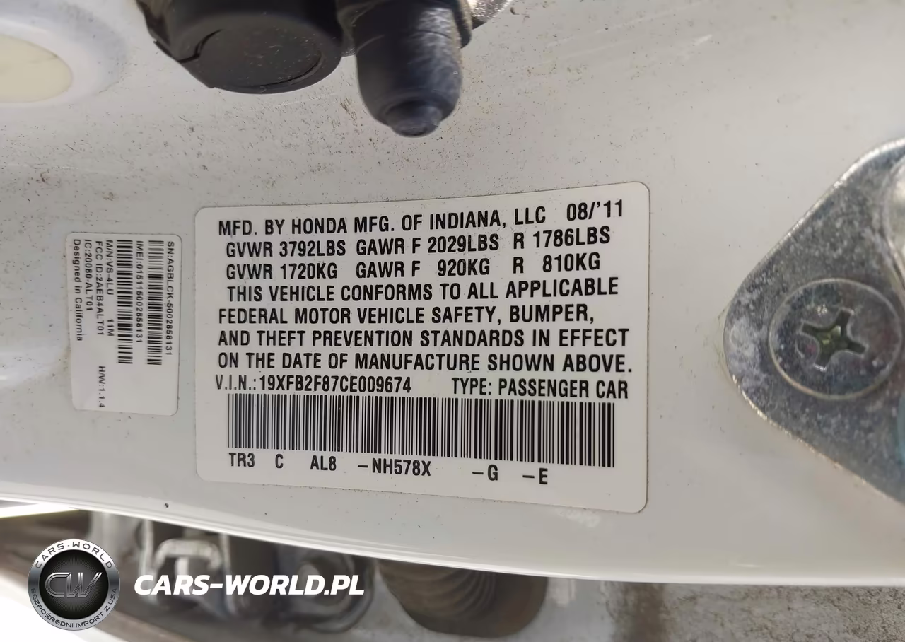 2012 Honda Civic Ex VIN:19XFB2F87CE009674 - 9