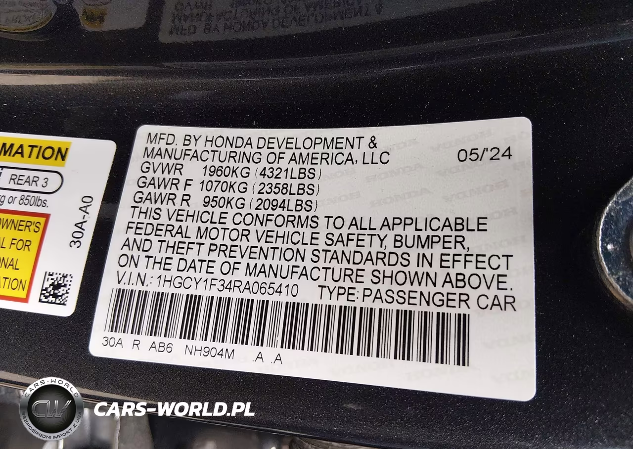 2024 Honda Accord Ex VIN:1HGCY1F34RA065410 - 9