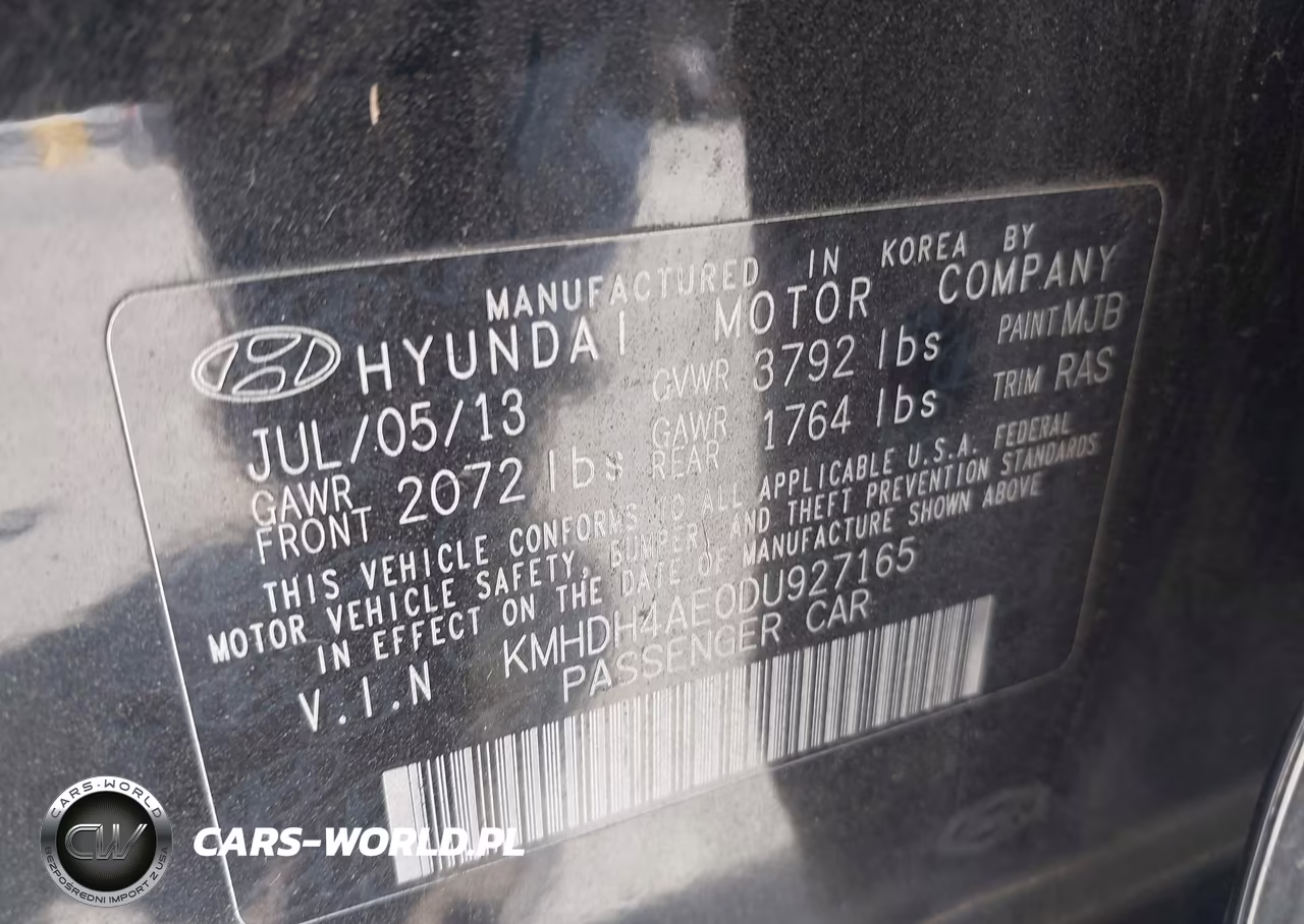 2013 Hyundai Elantra Limited VIN:KMHDH4AE0DU927165 - 9