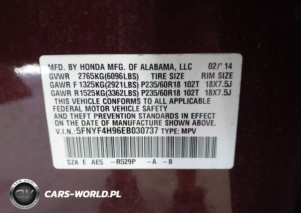2014 Honda Pilot Touring VIN:5FNYF4H96EB030737 - 9