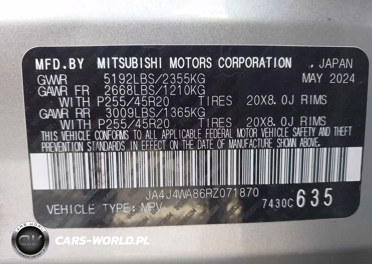 2024 Mitsubishi Outlander Sel 2.5 S-Awc VIN:JA4J4WA86RZ071870 - 9